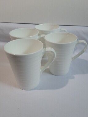 Mikasa Swirl White Bone China Mugs Set Of 4